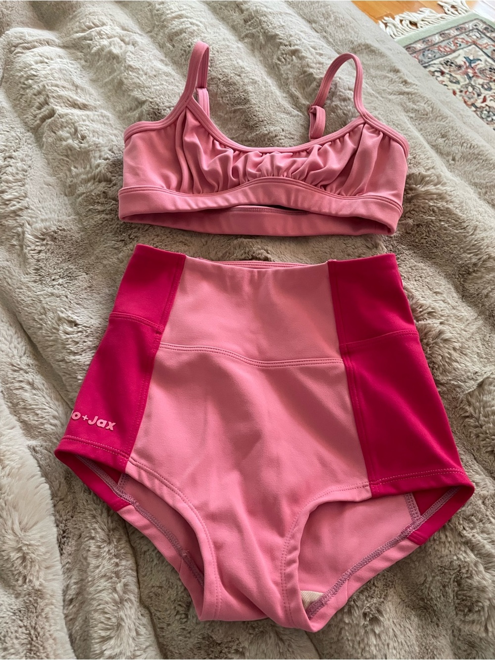 Jo+Jax Girls' Pink Dance Set - Two-Tone Pink Crop Top & High-Waist Shorts